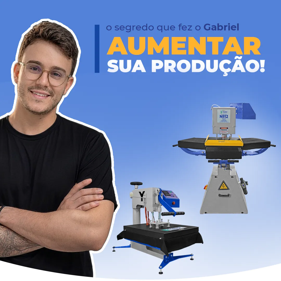 Gabriel com a Prensa Manual e Giratória 3 Berços da Yguaçú Máquinas